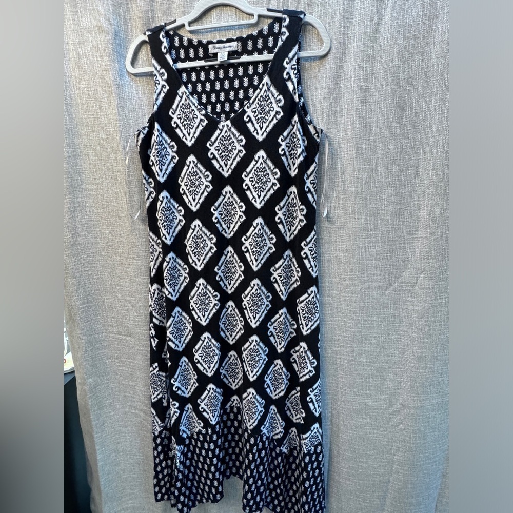 Tommy Bahama Women's Taj Tiles Maxi Dress, Black Sleeveless Asymmetrical size Lg - Picture 5 of 9